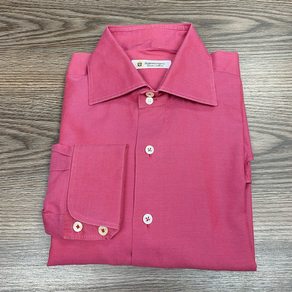 Domenico Vacca Solid Pink Cocktail Cuff Shirt 16.5